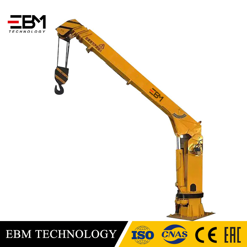 EBM 4 5 6 ton Telescopic Boom Straight Arm Electric Hydraulic Boat Mounted Deck Ship Vessel mounted Marine Lifting Crane With Pedestal Remote Control  ABC CCS BV CE API2C