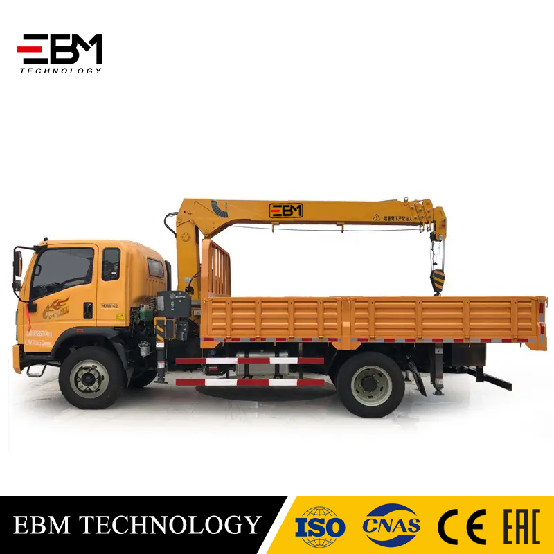 EBM Remote Control Truck Mounted Crane Manipulator 5Ton Hydraulic Telescopic Boom Truck Lorry Crane For Mini Work Shop 