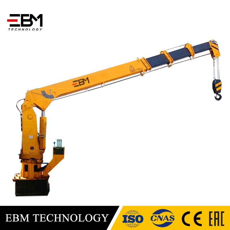 EBM 5 ton Telescopic Boom Electric Hydraulic Straight Arm Boat Ship Deck Davit Vessel Marine Crane Lifting Small Crane Barge Marine Crane For Sale with Remote Control  ABC CCS BV CE API2C stiff boom c