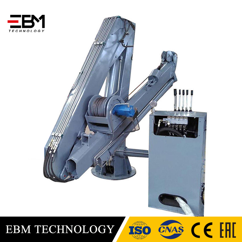 EBM Compact 4 5 6 Knuckle Boom Floding Foldable Arm Articulated Marine Crane Boat Small 5 Ton Electric Hydraulic Deck Crane for fishing boat