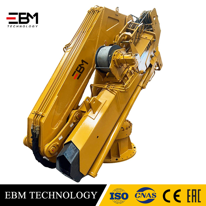 EBM New Design powerful Heavy Duty 20 ton 25 ton Compact Marine Crane for Poat Harbor Ship Vessel Boat Deck with Knuckle Boom Folding Arm Remote control HPU