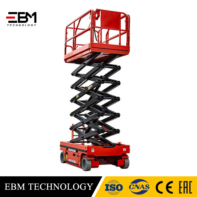 EBM For Exhibition Hall Construction Movable Scissor Lift Mobile Hydraulic Electric Warehouse Equipment Use Motor cargo lift Electric Motorized Scissor Lift 14m 16m aerial work platform